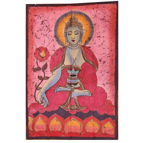 Buddha Calling the Earth to Witness Mudra Enlightenment Double Sided Banner (Color: Red)