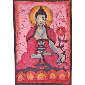 Buddha Calling the Earth to Witness Mudra Enlightenment Double Sided Banner (Color: Blue)