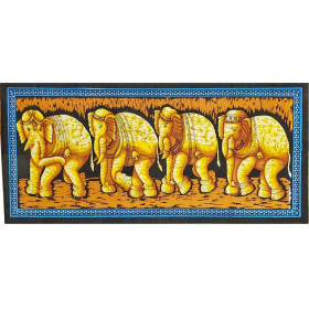 Matriarch Elephant Herd Horizontal Wall Banner Batik Table Runner Decor (Color: orange)