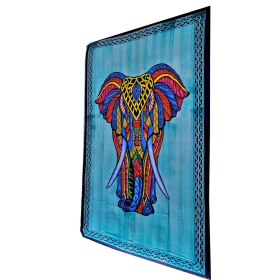 Indian Bohemian Elephant Brushstroke Art Tapestry Wall Hanging Decoration (Color: Purple)