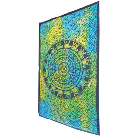 Chakra Star Elephant Mandala Tie Dye Tapestry (Color: green, size: 80 x 55)