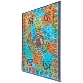 Buddhist Om Symbol Tapestry Wall Hanging with Seven Chakra Symbol Border (Color: Purple, size: 80 x 55)