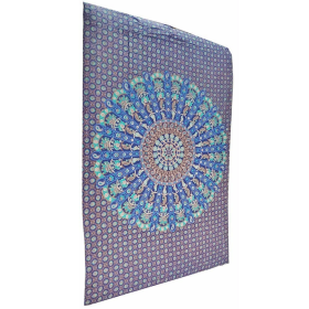 Radha Krishna Image Elephant Bohemian Camel Mandala Tapestry (Color: Blue, size: Twin)