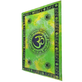 Aum Shanti Yoga Brushstroke Art Tie Dye Geometric Wall Tapestry (Color: green, size: 80 x 55)