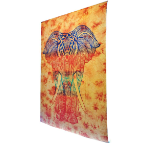 Bohemian Elephant Tie Dye Pattern Hippie Tapestry Psychedelic Wall Hanging Decoration (Color: orange)