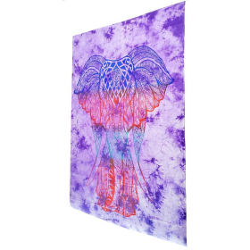 Bohemian Elephant Tie Dye Pattern Hippie Tapestry Psychedelic Wall Hanging Decoration (Color: Purple)