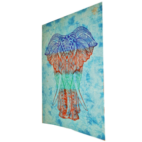Bohemian Elephant Tie Dye Pattern Hippie Tapestry Psychedelic Wall Hanging Decoration (Color: Blue)