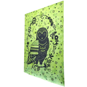 Trippy Owl Tapestry Wall Hanging (Color: Brown)