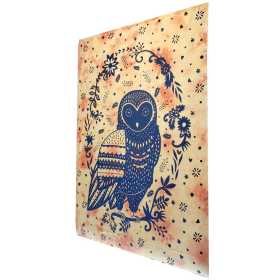 Trippy Owl Tapestry Wall Hanging (Color: green)