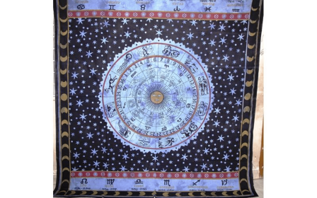 Zodiac Horoscope Astrological Wall Tapestry (Color: Blue, size: 90" x 80")