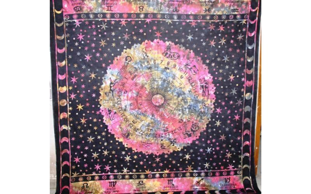 Zodiac Horoscope Astrological Wall Tapestry (Color: Black, size: 90 x 80)