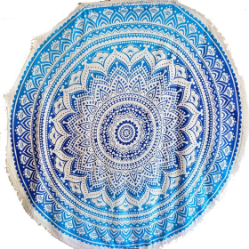 Round Mandala Tapestry (Color: Blue/White)