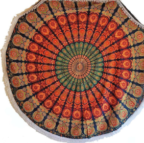 Round Mandala Tapestry (Color: Green/Orange)