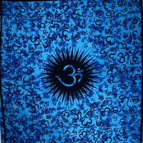 Om Echoes Tapestry (Color: Blue, size: 90 x 80)