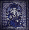 Ganesha Holding Lotus Flower In Batik Style Tie Dye Tapestry
