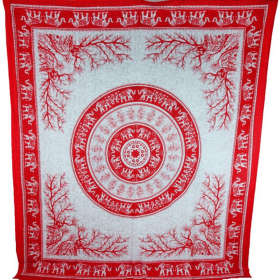 Tigers & Elephants Majestic Beasts Tapestry (Color: Red, size: 90 x 80)