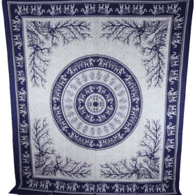 Tigers & Elephants Majestic Beasts Tapestry (Color: Blue, size: 90 x 80)