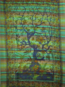 Tree of Life Birds in Hand-loom Tapestry (Color: green, size: 80 x 55)