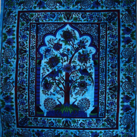 Tree of Life Peacock Tapestry (Color: Blue, size: 80 x 55)