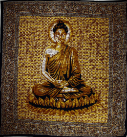 Buddha In Meditation Batik Style Tapestry (Color: yellow, size: 90 x 80)