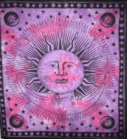 Divine Sun & Crescent Moon Tapestry (Color: Pink, size: 90 x 80)