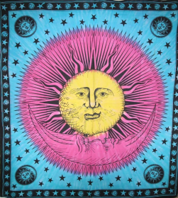 Divine Sun & Crescent Moon Tapestry (Color: Purple, size: 90 x 80)