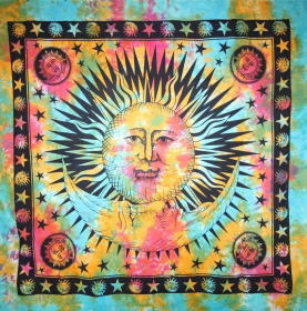 Divine Sun & Crescent Moon Tapestry (Color: yellow, size: 90 x 80)