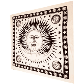 Divine Sun & Crescent Moon Tapestry (Color: orange, size: 90 x 80)