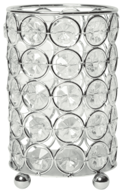 Elegant Designs Elipse Crystal Decorative Flower Vase, Candle Holder, Wedding Centerpiece (Color: Chrome, size: 5 in)